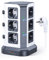 [65W USB C] KOOSLA 12 Fach Steckdosenleiste Überspannungsschutz, Mit 2-Ports PD Mehrfachsteckdose unterstützt PD3.0/PPS, Steckdosenturm mit 3 USB A (3680W/16A) ideal für Büro Tisch Zuhause, 2M, Grau