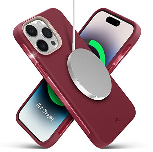 CYRILL von Spigen Ultra Color Mag [Kompatibel mit iPhone 14 Pro (6.1)] [Kompatibel mit MagSafe] Magnetisches Kabelloses Laden TPU PC dünn Handyhülle - Sangria
