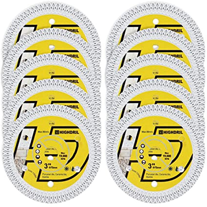 HIGHDRIL Diamantscheibe Fliese 75mm x 10mm, 10STK X-Zähne Fliesensägeblatt für Hartkeramik Porzellanfliesen Granit für Bosch GWS 10.8-76 Fliesenscheibe