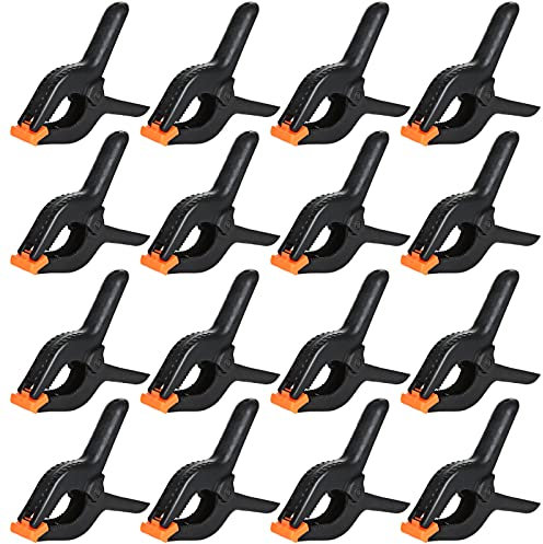 LOLYSIC 16Pcs Plastic Spring Clamps 6 Inch Nylon Spring Clips Clamps Heavy Duty Quick Grip Clamp for Woodwork Photo Studio Backdrop Fabric