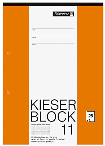 PARTY DISCOUNT NEU BRUNNEN Kieser-Zeichenblock, DIN A4, 150g, 25 Blatt, kariert und gelocht