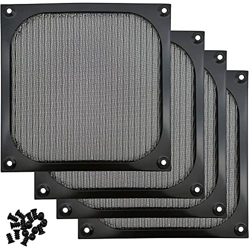 Whisverse 140mm Desktop Computer Case Fan Dust Filter Grills with Screws, Aluminum Mesh, 4 Pack