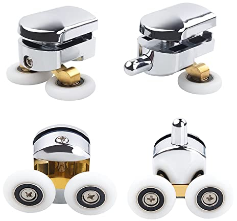 Duschtürrollen, 23 mm Durchmesser Duschtür Rollen Ersatzteile, Duschkabinen Ersatzteile, 4–6 mm, Home Badezimmer DIY Ersatzteile 4 Rollen(2 Obere und 2 untere Rollen)