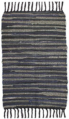 Asraie Tapis Chindi écologique tissé à la main et réversible en coton 100 % coton recyclé pour salon, cuisine, entrée, 61 x 91 cm (noir multicolore)