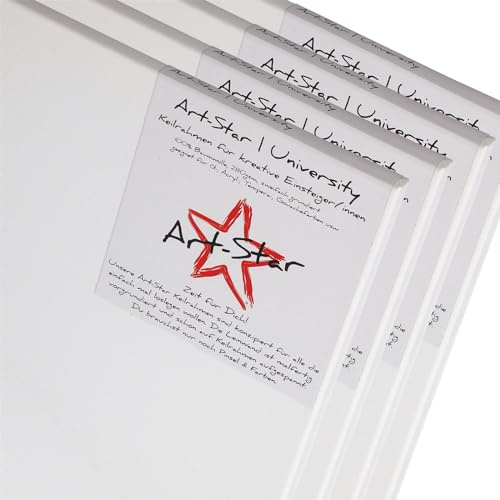 Art-Star 4x UNIVERSITY KEILRAHMEN 40x60 cm | Leinwände vorgrundiert, malfertige bespannte rechteckige Leinwand zum Bemalen