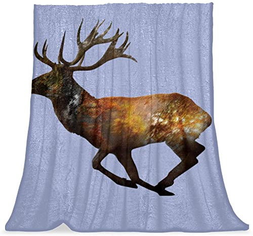 TBOUOBT Bettwäsche-Fleece-Decke, dekorativ für Schlafzimmer-Sofa-Boden,Cartoon Tier Elch