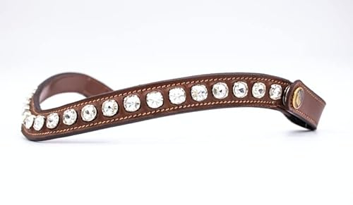 BRIDLERY Stirnriemen Noble White Farbe Cognac, Größe Warmblut