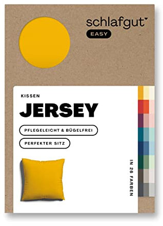 Schlafgut Easy Jersey Kissenbezug 80x80 cm Yellow Deep mit 100% Baumwolle, superweicher & atmungsaktiver Kopfkissenbezug