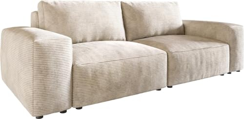 DELIFE Big-Couch Lanzo L Cord Beige 260x110 cm