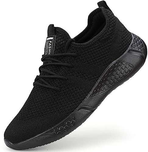BUBUDENG Herren Schuhe Laufschuhe Sportschuhe Sneaker Turnschuhe Straßenlaufschuhe Leichtgewichts Freizeit Atmungsaktive Fitness Schuhe Schwarz EU 48