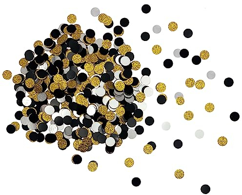 Oblique Unique® Konfetti Rund Glitzer Streudeko Tisch Deko Streuteile für Geburtstag Jubiläum Silvester Party Hochzeit JGA Baby Shower (Schwarz, Gold, Silber)