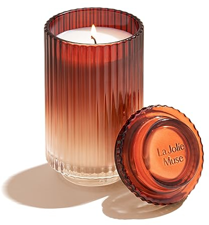 LA JOLIE MUSE Sandelholz Rose Kerze, Duftkerzen Geschenke für Frauen, Sojakerze, Große Kerzen für Zuhause duftend, Luxuriöse Deko-Glaskerzen, Brenndauer 120 Stunden, 538g.