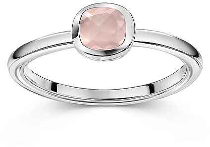 Materia Rosenquarz Stein Ring Silber 925 für Damen SR-5-54