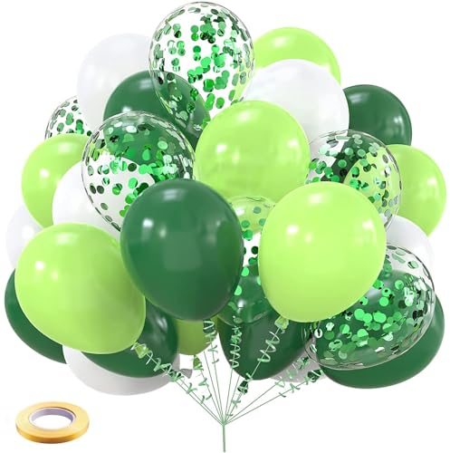 ALEGRE® Luftballons Grün,60 Stk Luftballon Grün Konfetti Ballons,Salbei Retro Helium Ballons Grün Geburtstag Deko,Grüne Luftballons für Mädchen Jungen Geburtstag,Hochzeit,Babyparty,Jubiläum Party Deko
