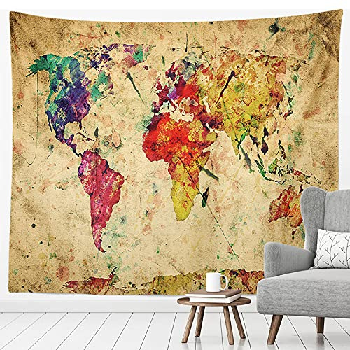SHATSS Wandtuch Weltkarte Wandteppiche Wandbehang Tapisserie, Wandteppich Wandtuch Wandkunst Tapisserie,Wohnzimmer Schlafzimmer150X130Cm