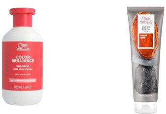 Wella Professionals Set zum Verändern und beleben der Haarfarbe –1x 150 ml Color Fresh Mask Chocolate Touch pflegende Tönung und 1x 300 ml Color Brilliance farbschützendes Glanzshampoo für feines Haar
