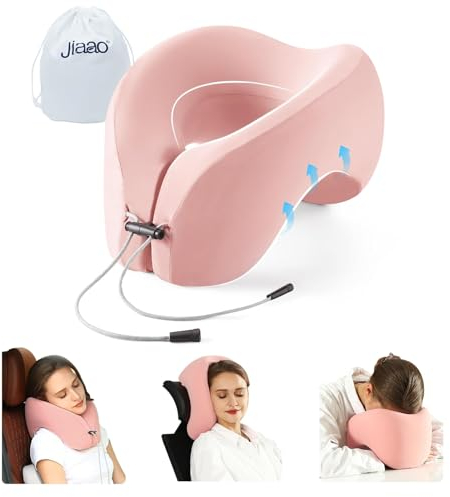 jiaao Nackenkissen Flugzeug, Reisekissen 100% Memory Foam - Reise Gadgets - Nackenhörnchen, Ideal für Reisen mit Auto, Bahn und Flugzeug - Nackenhörnchen Erwachsene - Rosa(Neu)