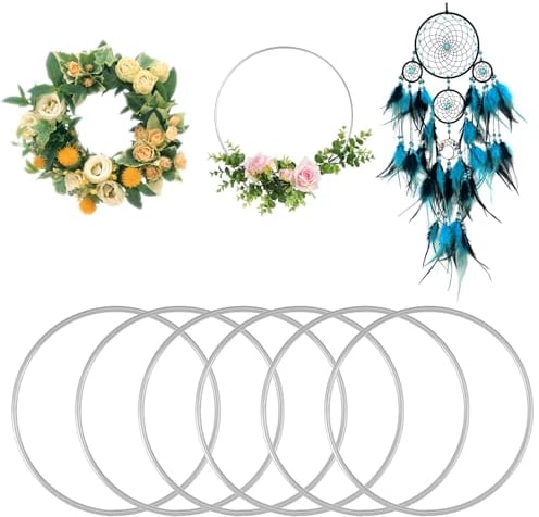 Metallringe zum Basteln,6 Stück 15cm Silber Traumfänger Ringe Metall, Deko Ringe zum Aufhängen,Traumfänger Ring Metall Ringe Deko Makramee Ringe für DIY Kunsthandwerk Wanddekoration Hochzeitskranz