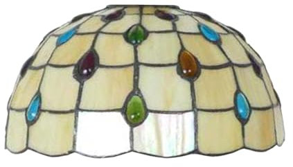 BOTOWI Tiffany Lampenschirm Ersatz 12X7 Zoll Beige Buntglas Pfauenlampenschirme Vintage Creme Licht Abdeckung nur 1-5/8 Zoll Einbauöffnung für gewölbte Stehlampe, Fackellampe, Pendelleuchte