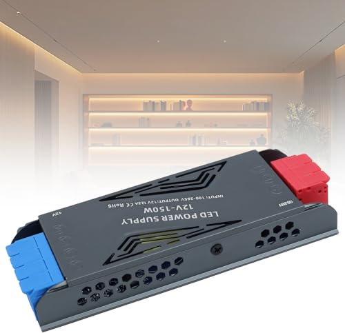 SUCIKORIO Trasformatore LED 12V 150W, Ultra Sottile Alimentatore LED Driver AC 220V a DC 12 Volt 12,5A Trasformatori Adattatore LED a Tensione Costante Senza Sfarfallio per Striscia LED, Faretti LED