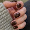 Boloshine 24Pcs Press on False Nails, Solid Color Glossy French tip False Nails Short Square Fake Nails, Full Cover Acrylic Stick on Nails French Manicure for Women and Girls (Coffee Brown)