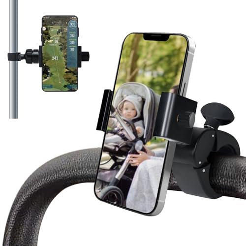 ONEDONE Universelle Handyhalterung für Kinderwagen, Golfwagen, Fahrrad, Einkaufswagen, Roller, Handyhalterung, horizontale und vertikale Verwendung, Handyklemme, Handy-Clip
