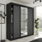 KIER FURNITURE Schiebegarderobe LAMARO mit Spiegel - Schrank Schlafzimmer – Schlafzimmerschrank – Wardrobe Bedroom – Kleiderschränke – Kleiderschrank - 200x205x59cm - Schwarz & Graphit