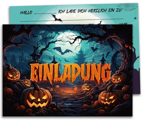 JOYEASE 15x Halloween Einladungskarten - Einladung für schaurig Halloween Kinder Party - gruselige Einladungskarte zum Halloween Geburtstag