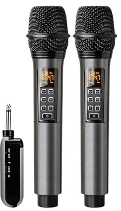 YIWEOG Drahtloses Mikrofonsystem mit Handmikrofon UHF Professionelle dynamische Mikrofone für Heimkino Karaoke Kirchenrede Hochzeitsfeier Gesang Plug-and-Play Wiederaufladbares drahtloses Mikrofon