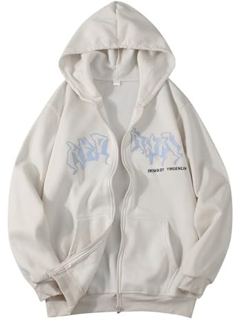 Generisch Hoodie Herren Y2K Jacke Reißverschluss Kapuzenjacke Sportjacke Zip Up Hoodies Hip Hop Hoodie Sweatjacke Oversized Sweatshirt Outdoorjacke Kapuzenpullover Stylisch Streetwear