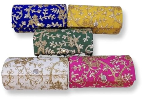 50 Piece Embroidery Bangle Box for Women, Jewellery Organiser, Wedding Return Gift, Bridal Storage Box (5)