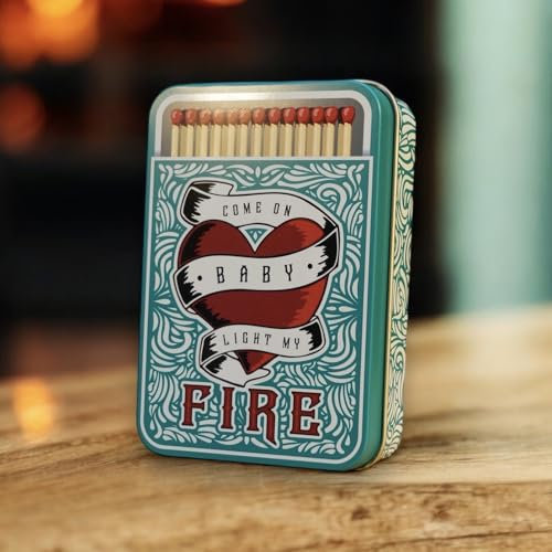 TINIT Match Tin | Come on Baby Light my Fire - Storage Box Matches Firelighter Metal Lighter Gift Storage Song Lyrics Funky Unique Present Birthday Christmas Home Housewarming
