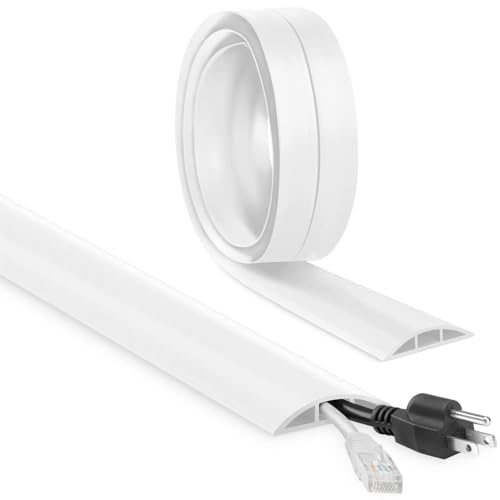 Kabelkanal Selbstklebend Flexibel - 6M x 30mm x 10mm Kabelschutz, Flach für Boden, Haus, Büro, Schule, Lager (Weiß)