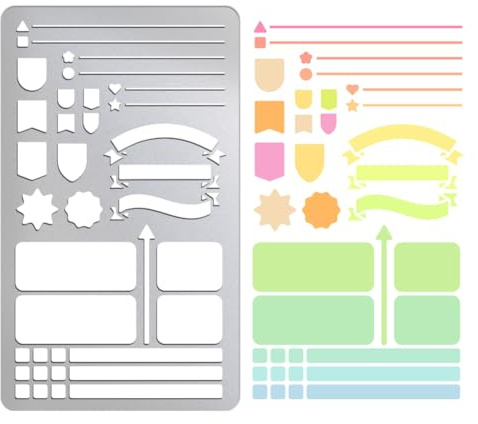 UNICRAFTALE 1 Stück Metallschablone Randmuster Edelstahl Malschablone Planungsbanner Lesezeichen Metall Tagebuchschablone Metallrahmen Zeichenschablonen Vorlagen Für DIY Tagebuch Scrapbook