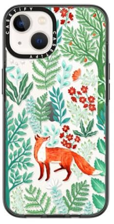 CASETiFY Compact Schutzhülle für iPhone 14 [2 x Falltest in Militärqualität/1,2 m Fallschutz] - Fox in The Woods - Schwarz