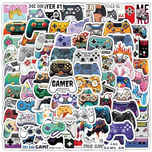 100 Pcs Gamepad Stickers Cool Fashionable Trendy Gaming Stickers Vinyl Waterproof Funny Decals for Teen Adult Boys Girls Water Bottle Car Laptop Luggage Skateboard Bike Phone Computer Travel Case