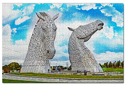 Uk Jigsaw Puzzle 1000 Piece Uk England The Kelpies Falkirk Puzzle Game Artwork Travel Souvenir 38x26CM