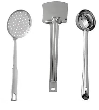 BRACOP® Stainless Steel Spatulas Set Of 3 Pcs Combo Pack Cooking Spatulas Serving Utensils Mini Spoon Kitchen Collection Food Dinner Making Spatulas Cooking Spoons Kitchen Accessories Indian Gifts