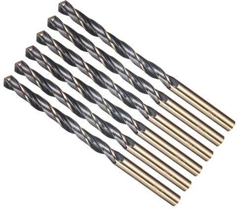 METALLIXITY Brocas (6mm) 6pcs, Acero de Alta Velocidad 4341 Vástago Recto 118° Acabado Negro y Dorado para Cobre Aluminio Madera Plástico Metal de Dureza Media