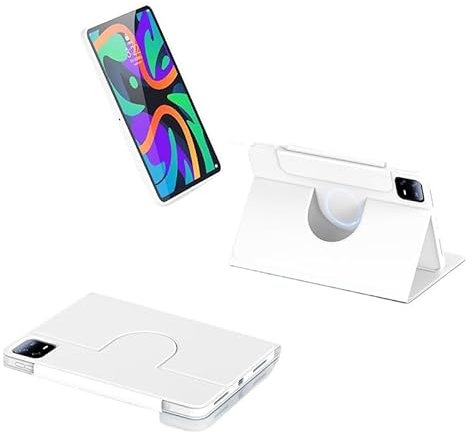 MQVQAUBST Magnetic Detachable Tablet Case Suitable For Lenovo Legion Y700 2025 2023 8.8inch Split Rotatable Anti-Drop PU Leather Case(White,Y700 2025)