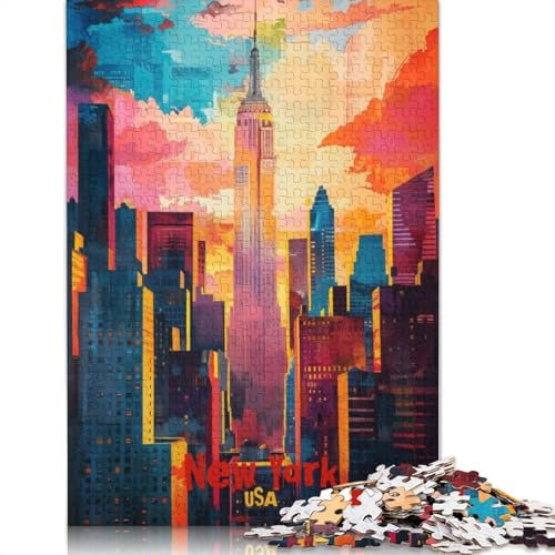 1500-teiliges New York City-Kunstposter-Puzzle für Erwachsene Teenager, Holzpuzzles für Erwachsene, Heimdekoration, Puzzlespielzeug, 1500 Stück (85 x 57 cm)