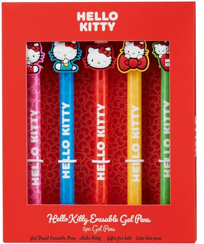 Get Trend Hello Kitty Penna Set da 5 Penne Gel Cancellabili Anime Materiale Scolastico Set Cancelleria Penna a Sfera con Blu Inchiostro Regali Bambini (Hello Kitty)