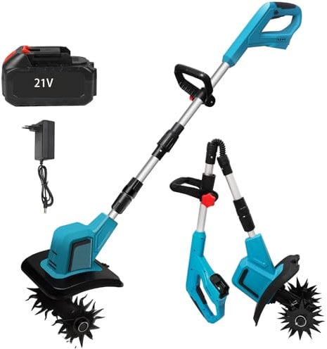 Akku-Bodenhacke für Makita 18V Batterie, 550W Gartenfräse Akkus, 20cm Bodenbearbeitungstiefe,15cm Bearbeitungsbreite, 360RPM, Klappbar Gartenfräse Elektrisch (1 Akku)