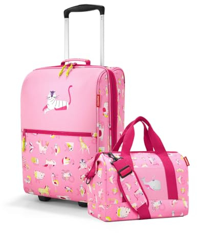 reisenthel Kinder Trolley XS & Allrounder M Set ABC Friends pink – Kinderkoffer mit Rollen & Reisetasche mit Stecklasche – Reise Set für Kinder – robust, leicht, ideal für Urlaub & Ausflüge