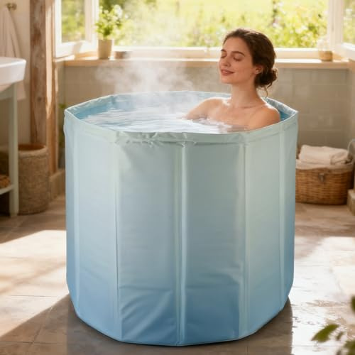 YYW Baignoire pliable pour adultes, grande baignoire plongeante pliable pour récupération, baignoire à glace pliable pour la maison, l'extérieur, les gymnases (ensemble d'isolation bleu dégradé, 80 cm