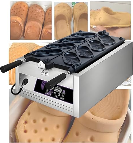 Electric Shoes Shape Waffle Makers,Large Commercial Waffle Maker Machine,Non-stick Coating Flip Waffles Maker,Intelligent Temperature Control,for Home,Restaurants,Milk Tea Shop(6 Mold)