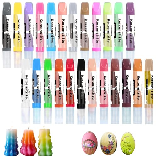 Dreamsolearoy Set di 24 pastelli a cera per candele, set per dipingere candele, sicuro e ad asciugatura rapida - Decorazione di candele, regali, attività di Pasqua/Natale per adulti/bambini