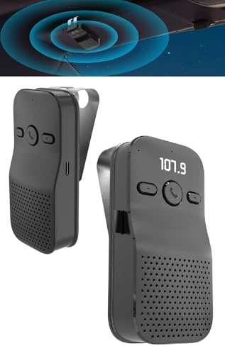 Kit vivavoce per auto Bluetooth 5.4 Display digitale con scheda SD da 32 GB Wireless veicolo BT vivavoce microfono visiera parasole Lettore musicale FM con microfono
