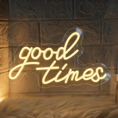 Good Time Neon Schild, LED Warmweiß Neon Sign für Wand Deko, Dimmbare Brief Neonlichter USB Power für Schlafzimmer Bar Club Männ Höhle Home Hochzeit Geburtstag Party