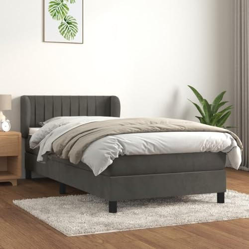 QZZCED Federbett mit verstellbarem Kopfteil und Taschenfederkernmatratze, weicher Samt und Unterstützung von mittlerer Härte, inklusive Matratzenschutz, ideal